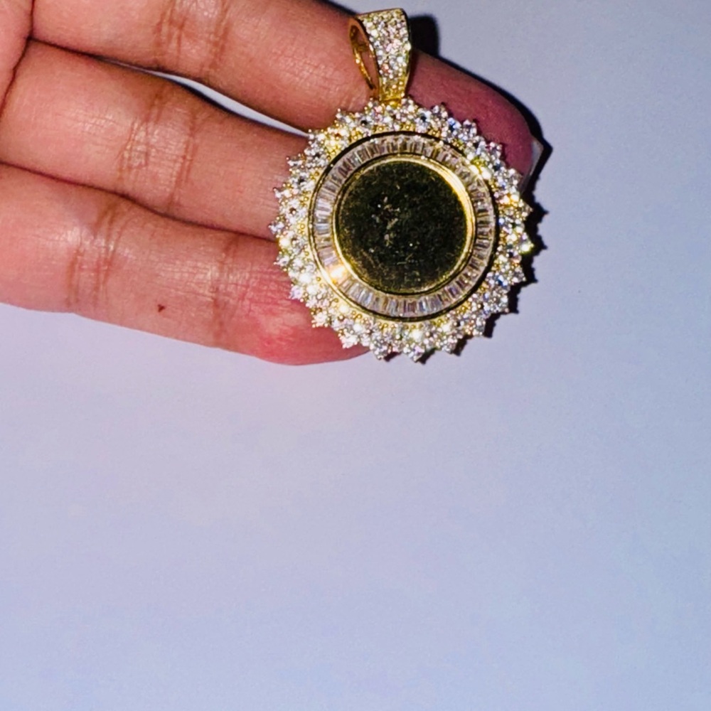 14k Gold Vermeil Swarovski Crystal picture pendant, custom made memory charm